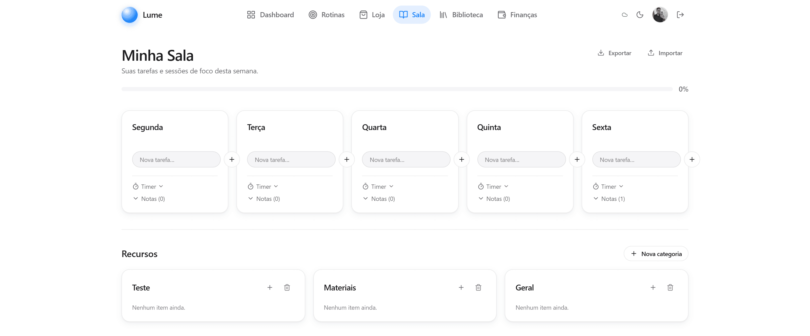 Sala — timer de foco
